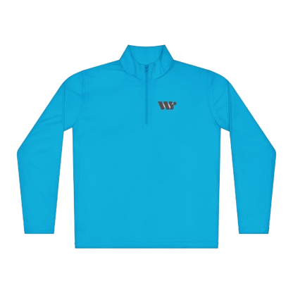 Quarter-Zip Pullover with Logo — Lightweight White Layering Top