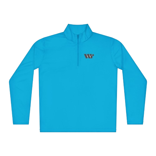 Quarter-Zip Pullover with Logo — Lightweight White Layering Top