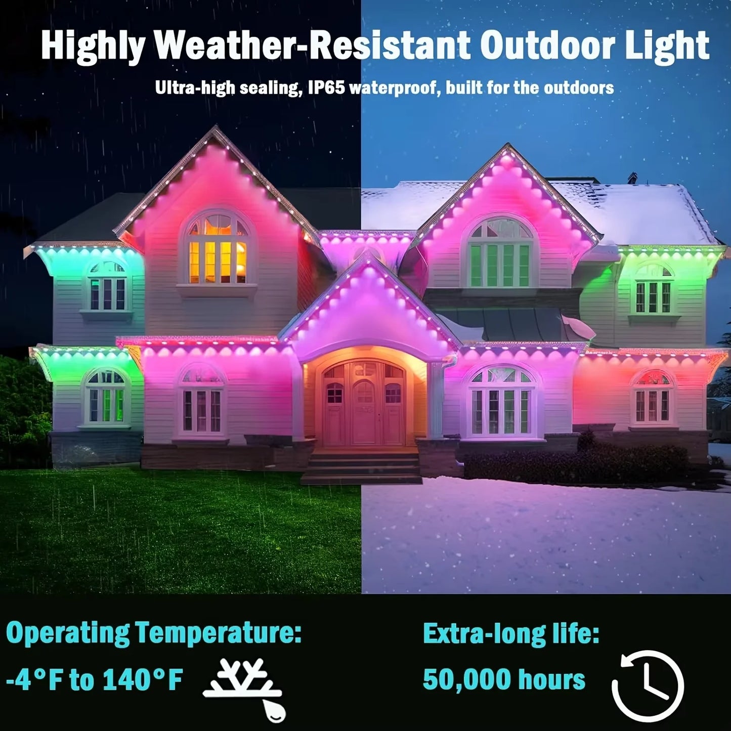 45M RGB LED Outdoor String Lights with APP Control and Scene Modes for Parties and Weddings