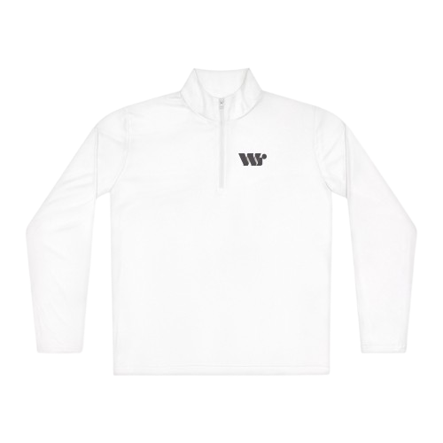 Quarter-Zip Pullover with Logo — Lightweight White Layering Top